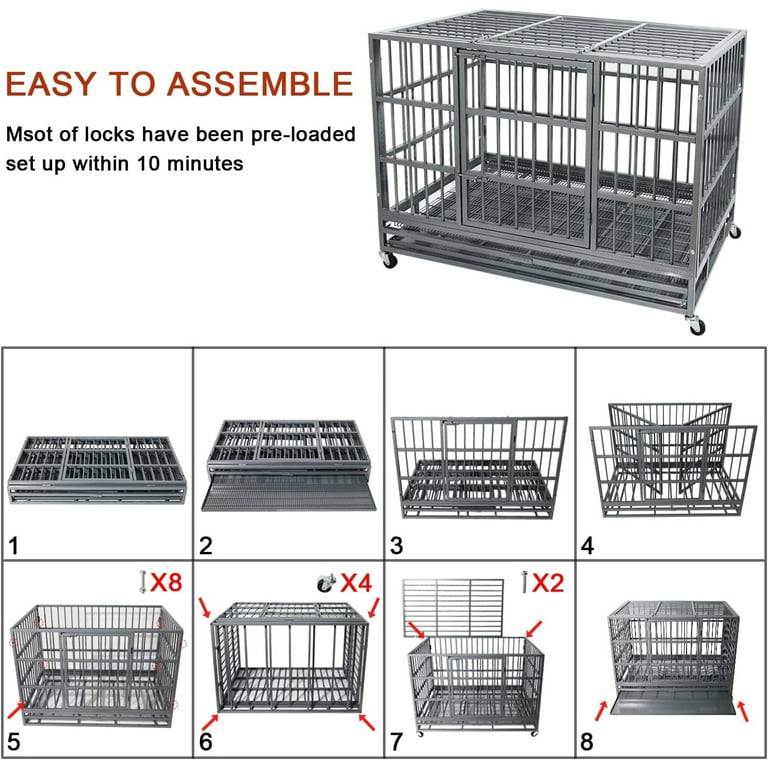  LUCKUP Empire Heavy Duty Dog Cage Metal Kennel and Crate for  Medium and Large Dogs, Pet Playpen with Four Wheels, Easy to Install, 38  inch, Black : Pet Supplies