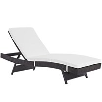 Afuera Living Aluminum and Rattan Patio Chaise in Espresso / White