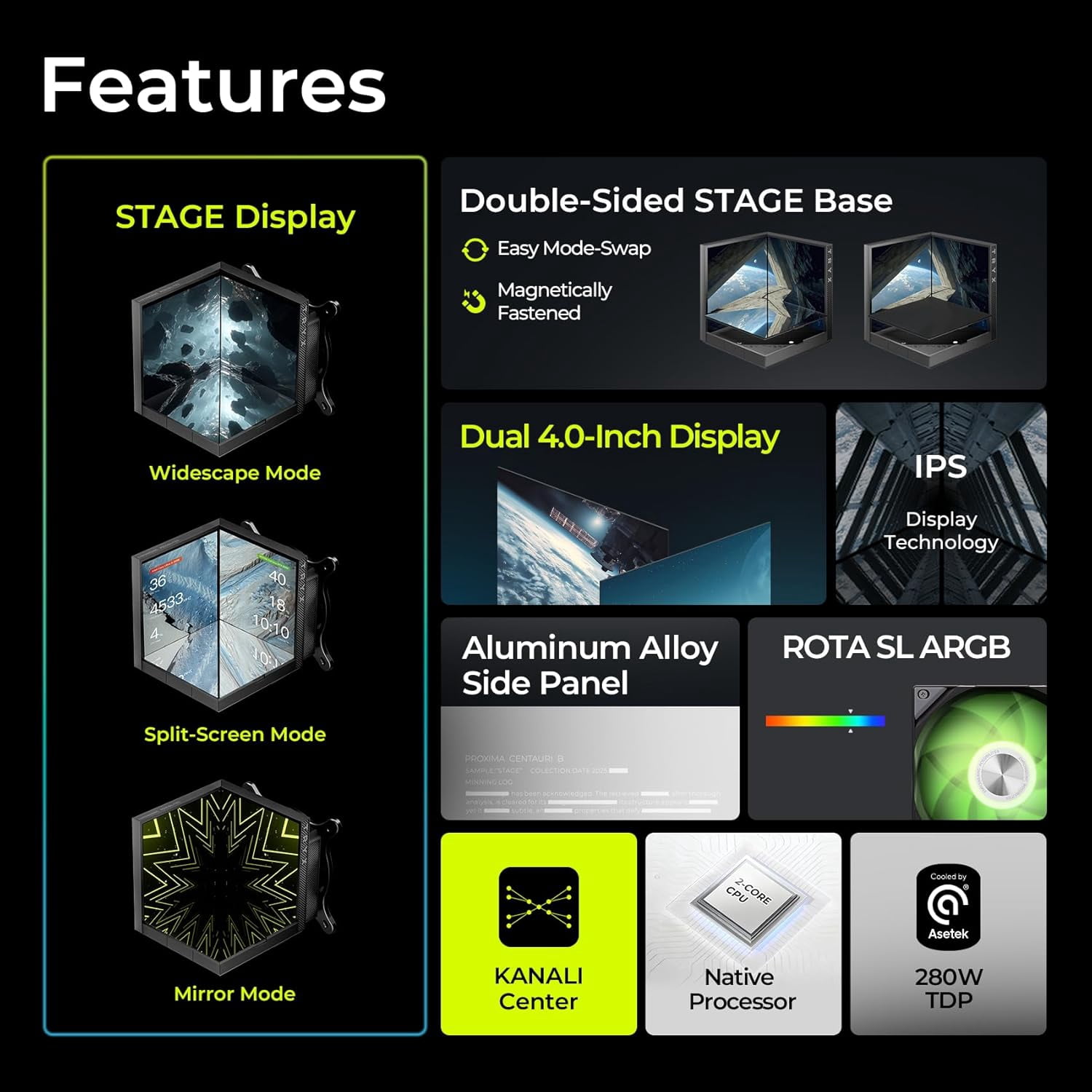 TRYX L-S360A-DM3M-G0K Stage ARGB 360mm AIO Screen3D Display Modes Asetek 7th GenV2 Intel LGA 1851/1700,AMD AM5/AM4 - Black