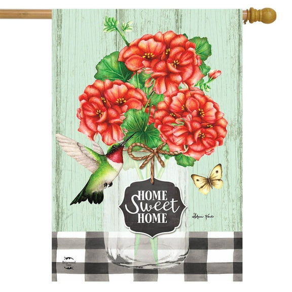 Briarwood Lane Home Sweet Home Geraniums Summer House Flag