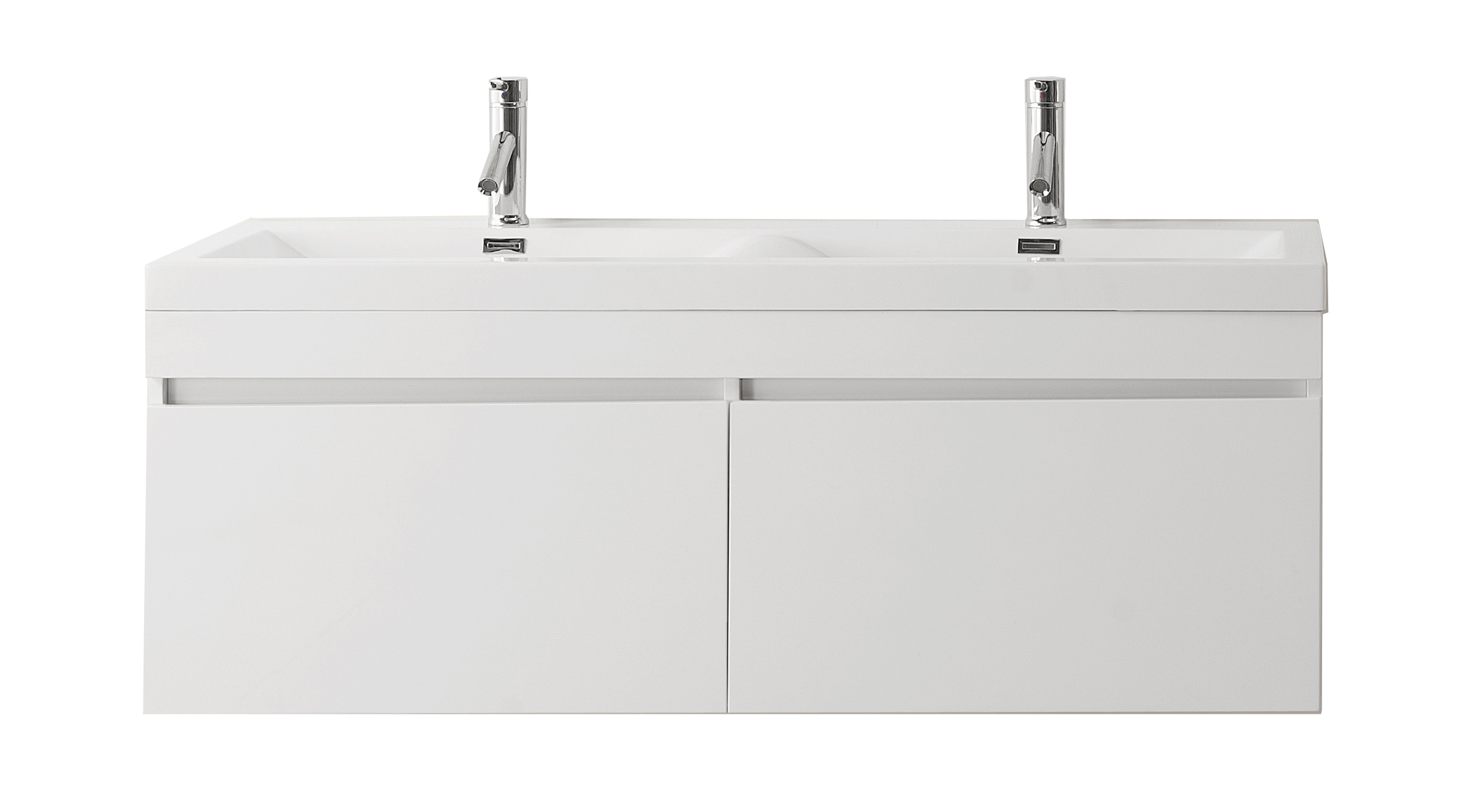 Zuri 55" Double Bath Vanity in Gloss White with White Polymarble Top