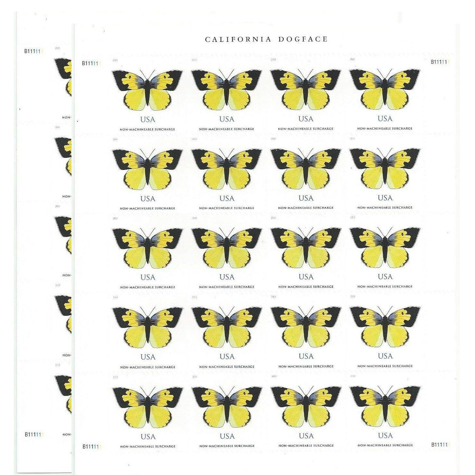 California Dogface Butterfly USPS 2 Ounce Postage Stamp 2 Sheets of 20 US Forever Postal First