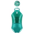 thumbnail image 3 of YiZYiF Kids Girls Sleeveless Sequins Bodysuit with Metallic Hairband Ballet Dance Leotard Performance Outfit Blue Green 14, 3 of 6