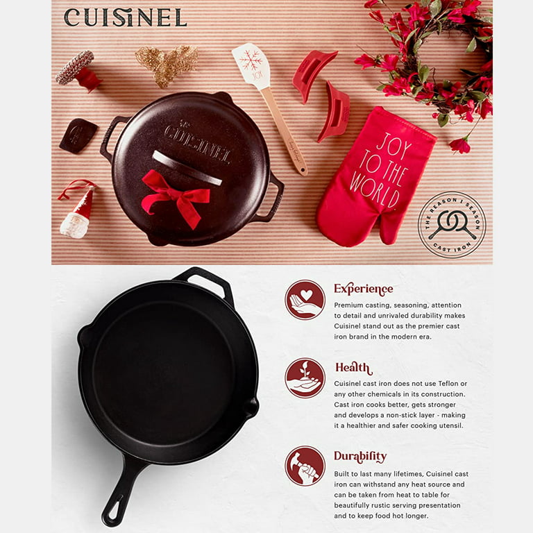 Cuisinel Cast Iron Skillet with Lid Set of 2 Kitchen Cookware Pre-Seasoned  8” and 12 
