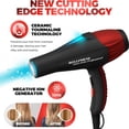 thumbnail image 5 of Secador de pelo profesional BELLFORNO iónico, 2200 W, motor CA potente, cerámica de turmalina, silencioso con difusor y 2 boquillas concentradoras, negro y rojo, 5 of 5