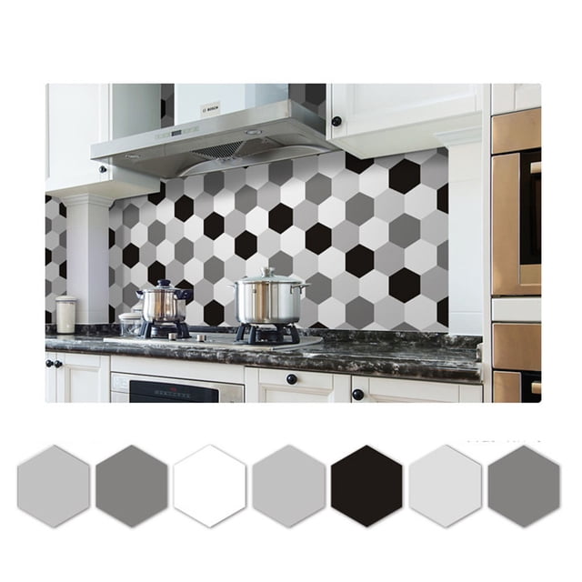 kurtrusly 20cm*5m/Roll Hexagon Ceramic Tile Sticker Self-Adhesive Waterproof PVC Film Wallpaper