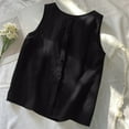 thumbnail image 4 of Brglopf Women's Cotton Linen Tank Tops Summer Casual Sleeveless Pleated Round Neck Boho Blouse Loose Fit Tees Shirts(Black,XXL), 4 of 4