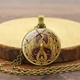 thumbnail image 3 of SmartBy Phoenix Pattern Pendant Cabochon Vintage Jewelry Glass Necklace Chain Women Gift, 3 of 8
