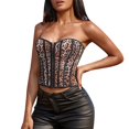 thumbnail image 1 of PEASKJP Womens Bustier Tube Tops Bustier Blouse Plissée Été Casual Style Réservoirs Tops, Café S, 1 of 5