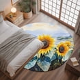 thumbnail image 3 of 4ft Round Rug, Sunflower Summer Non-Skid Rubber Backing Large Area Rugs - Living Room Bedroom Home Office, Vintage Farmhouse Field Floral Indoor Floor Mat Carpets Washable Rug, 3 of 9