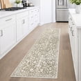thumbnail image 2 of GLATTICE Runner Rug 2x6 Non Slips Rug Runner Super Soft Kitchen Runner Rug Printed Faux Wool Floral Thin Rugs for Hallway Entryway Laundry Room Bedroom, Taupe Beige with Ivory Hues, 2 of 7
