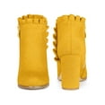thumbnail image 4 of BLISSFUL STEP Women Ruffle Block High Heels Ankle Boots for Women Yellow 9.5, 4 of 5