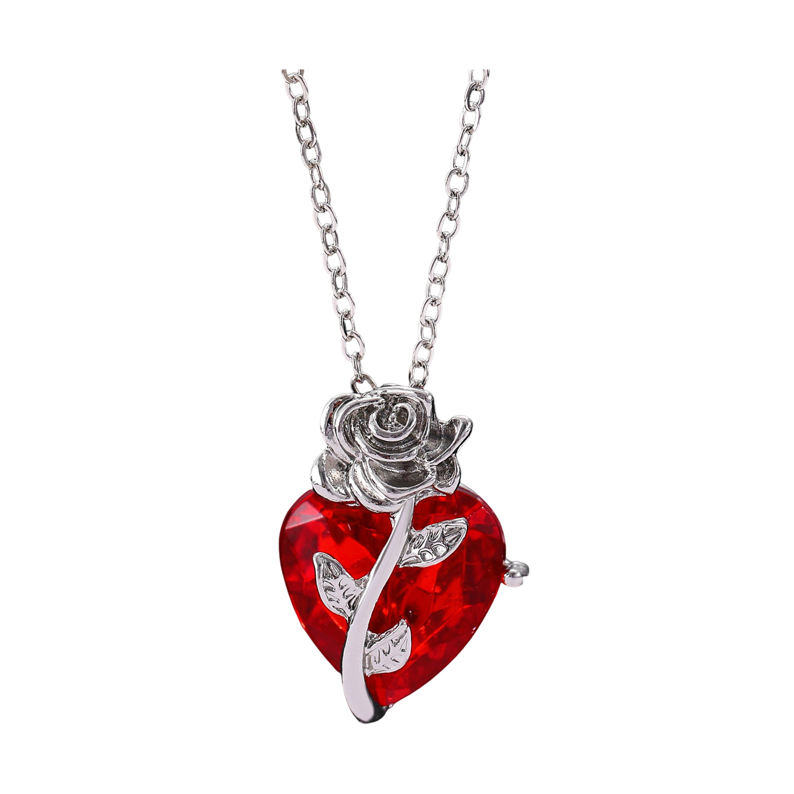 Marble Stories Collana In Marmo Con Ciondolo Cuore Rosso – Catena Acciaio, Fatto A Mano, Regalo Romantico