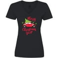 thumbnail image 3 of Inktastic Merry Christmas Ya'll with Red Car and Tree Women's V-Neck T-Shirt, 3 of 5