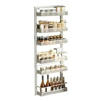 Garvee Adjustable Over The Door Organizer, 6-Tier Metal Hanging Door Organizer, Metal Hanging Spice Rack Shelves Door Wall Mounted Shelf for Pantry Laundry Organization and Storage