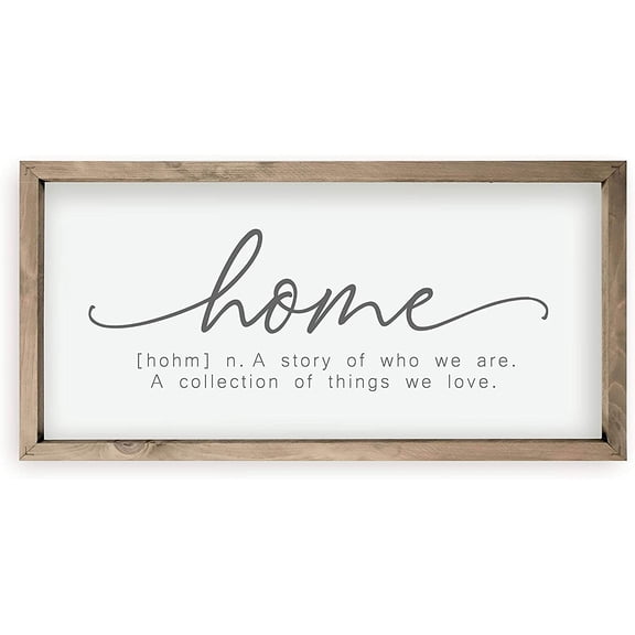 Home A Story Of Who We Are Framed Wood Farmhouse Wall Sign (18x36)