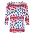 thumbnail image 5 of JOANKDMI Women's American Flag Shirts 3/4 Sleeve 4th of July Independence Day Crew Neck Tops Patriotic Holiday Festival Fashion T Shirts, 5 of 7