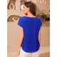 thumbnail image 2 of Blusa de manga corta con diseño de lunares en contraste para mujer Azul M Azul M Xishao ropa, 2 of 2