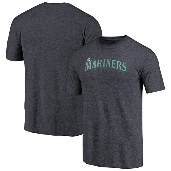 Men's Navy Seattle Mariners Team Wordmark Tri-Blend T-Shirt