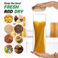thumbnail image 3 of Glass Spaghetti Pasta Storage Containers with Lids 80oz Set of 3, Tall Clear Airtight Food Storage Jar with Lid for Noodles Flour Oat Cereal Sugar Beans, Sqaure Spaghetti Pantry Containers, 3 of 6