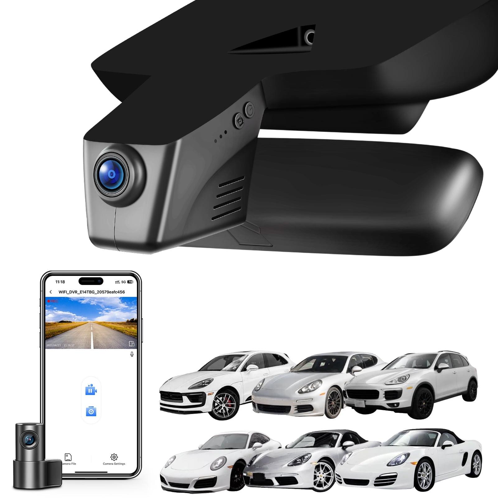 Dash Cam Front 4K and Rear 1080p for Porsche Cayenne 2011-2018,Macan 2015-2026, 911 2011-2019, Panamera 2010-2016, Boxster/Cayman 2013-2016, 718 Boxster/Cayman/Spyder 2017-2025(Model B)