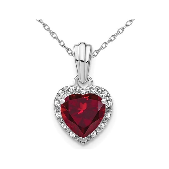 1.20 Carat (ctw) Lab-Created Ruby Heart Pendant Necklace in Sterling Silver with Chain