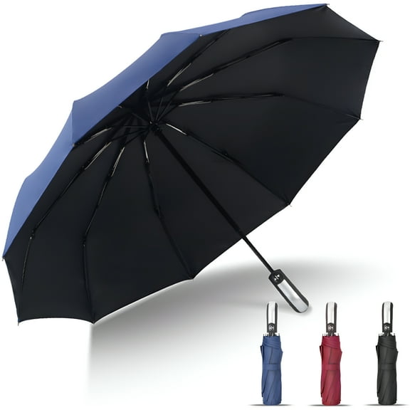 GASTROPOD 10 Ribs Automatic Umbrellas for Rain, Auto Reverse Windproof Compact Umbrella for Men Women Travel Outdoor Windproof UV Umbrellas for Sun (Blue)