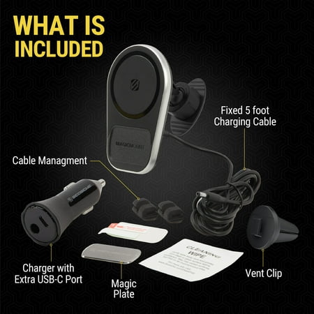 Scosche - MagicMount Pro Charge5 Dash / Vent for most Cell Phones - Black