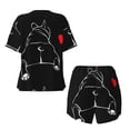 thumbnail image 5 of Picia Animal Bulldog Pajamas Sets for Women Soft Short-Sleeved Pjs with Lounge Shorts Two Piece Sleepwear-Large, 5 of 9