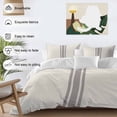 thumbnail image 3 of 3 Piece Simple Farmhouse Style,Duvet Cover Set California King,Microfiber Comforter/Quilt Cover with Corner Ties and 2 Pillowcases,Abstract Grey Geometric Stripe Soft Bedding with Zipper Closure, 3 of 8