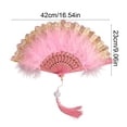 thumbnail image 3 of Ohmyroo Vintage Feather Folding Fan Artisanal Performance Prop For Wedding Garden Gatherings Multicolor 16x9 Inch, 3 of 7