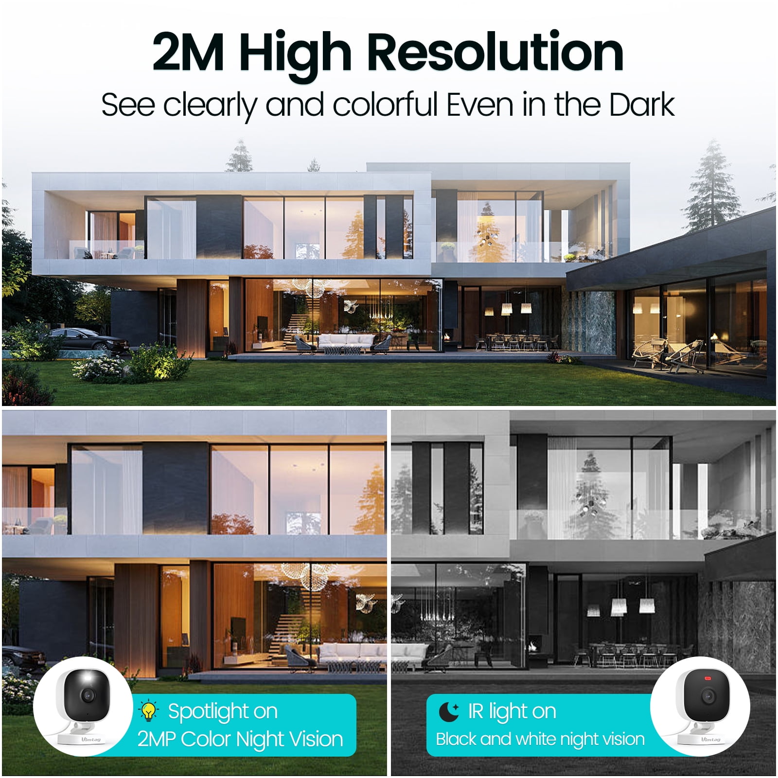 Vimtag Mini G3 Security Camera Outdoor/Indoor with Spotlight, Plug-in 2MP HD Full-Color Night Vision Home Cam with AI Human Detection, Cloud/SD Card Storage, Support Alexa & WiFi