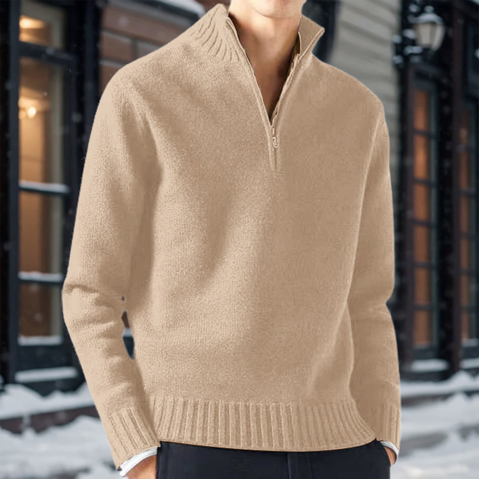 Cardigan tricoté pour homme | Pull à col en V boutonné de couleur unie | Cardigan à manches longues pour homme | Cardigan de travail coupe ajustée de couleur unie | Veste