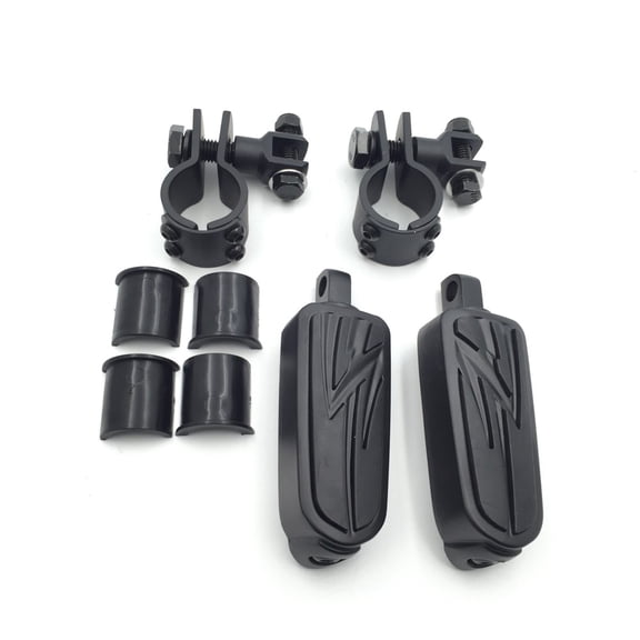 HTT-MOTOR Black ENGINE GUARDS Flame FootPegs Clamps mounting Bracket For Honda Magna VLX600 Shadow valkyrie