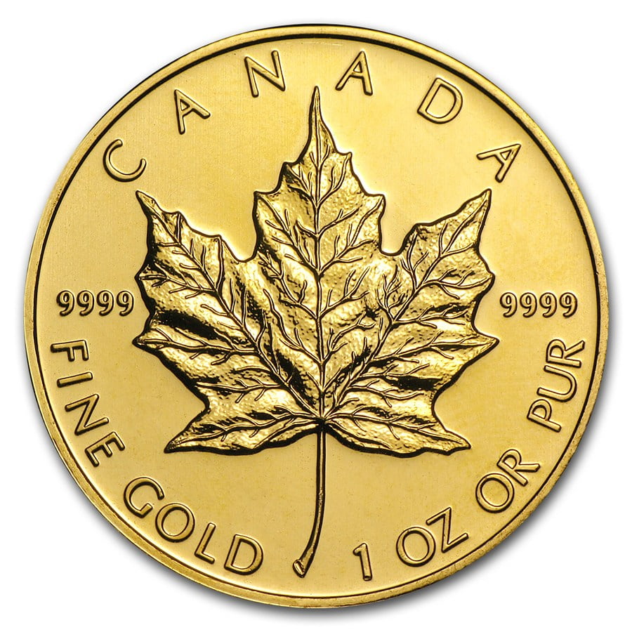 1 oz Gold Canadian Maple Leaf Coin .9999 Fine Random Year