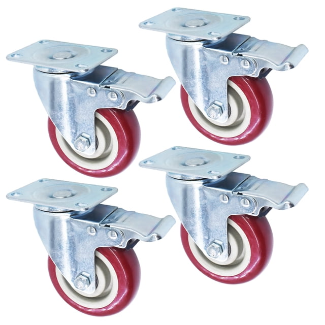 LABLT Juego de 4 Piezas de Ruedas Silenciosas Giratorias 360° de 4 Pulgadas con Placa Superior y Rodamientos de Bolas Dobles Para su uso en Carros Armarios Estanterías y Otros Equipos Multiescenario