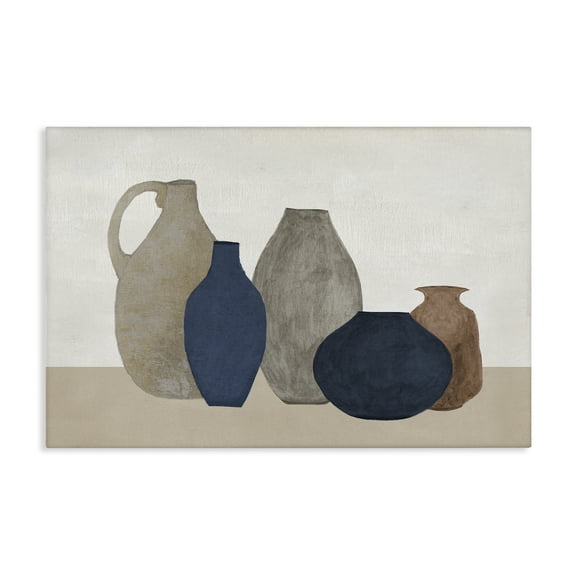 Stupell Industries Natural Hued Vases Abstract Painting Wrapped Canvas Art Print Wall Art, 24 x 16