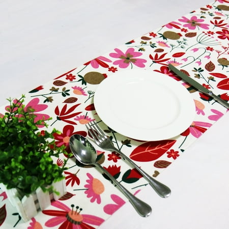 

BITFLY Cotton Linen Table Runner Multi-color Table Flags Home Dinner Decoration