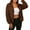 Brown, variant on Lovskoo 2024 Womens Fuzzy Fleece Jacket Zip Up Stand Collar Long Sleeve Solid Color Winter Warm Workout Sweatshirt Hoodies Black