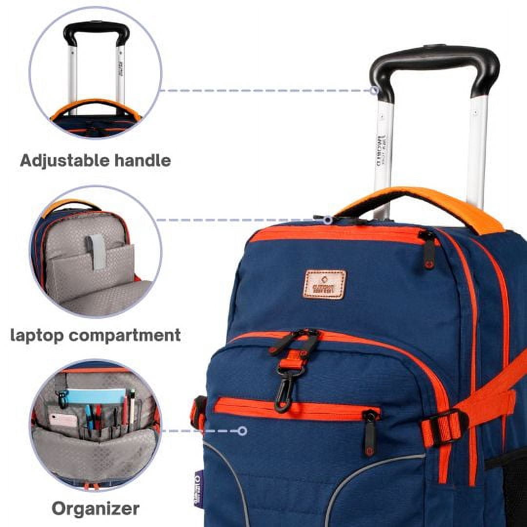 J World Unisex Lunar 19.5" Multi Compartment Laptop Rolling Backpack For School And Travel, Navy