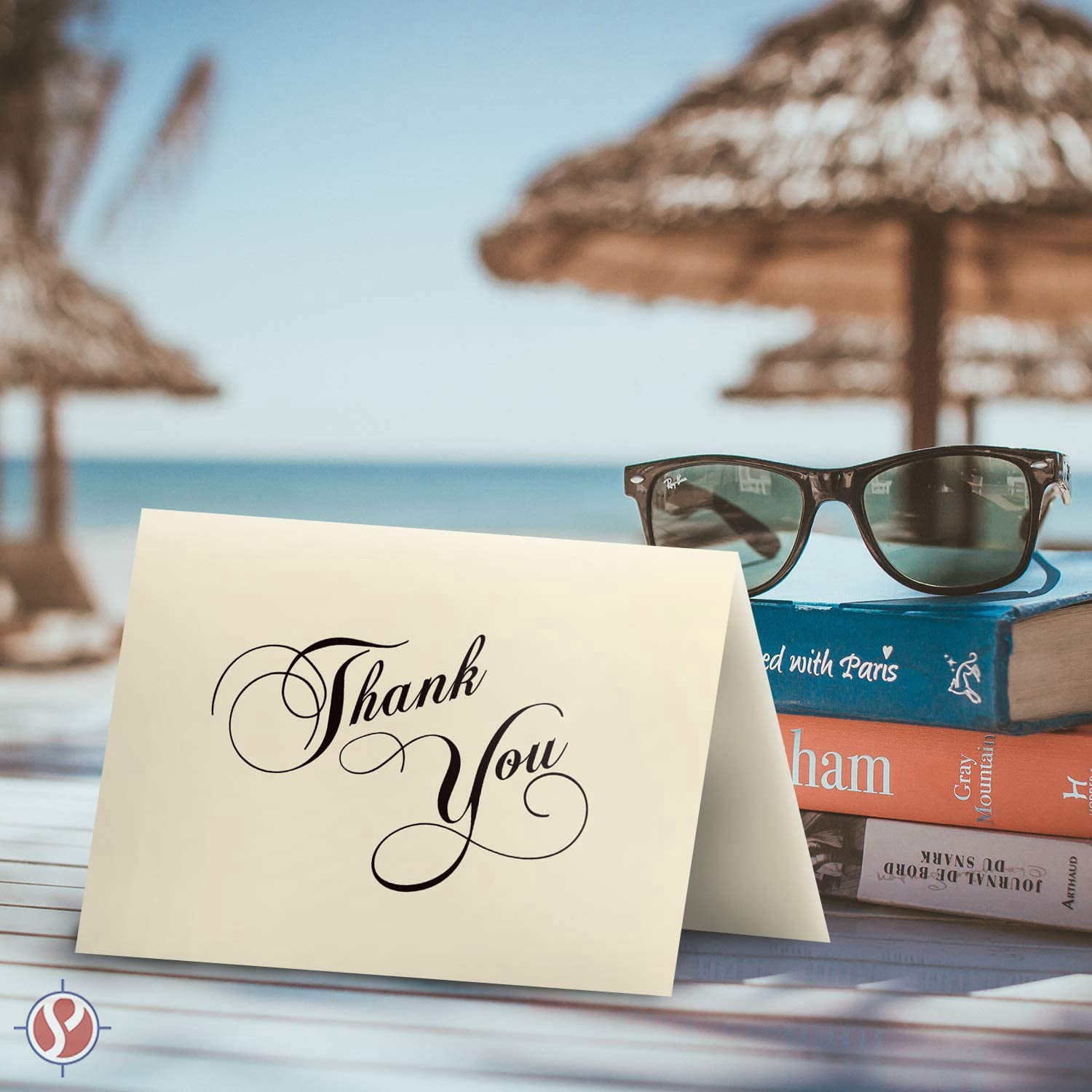 Elegant Cream Thank You Greeting Cards & Envelopes - Great for Birthdays, Weddings, Holiday Parties | 80lb (216gsm) | 4.5 x 6 Inches | 25 Per Pack
