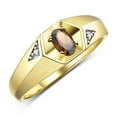 thumbnail image 4 of Rylos  Yellow Gold Plated Silver Classic 6X4MM Oval Smoky Quartz & Diamond Ring - Birthstone Jewelry for Men -Size 9, 4 of 8