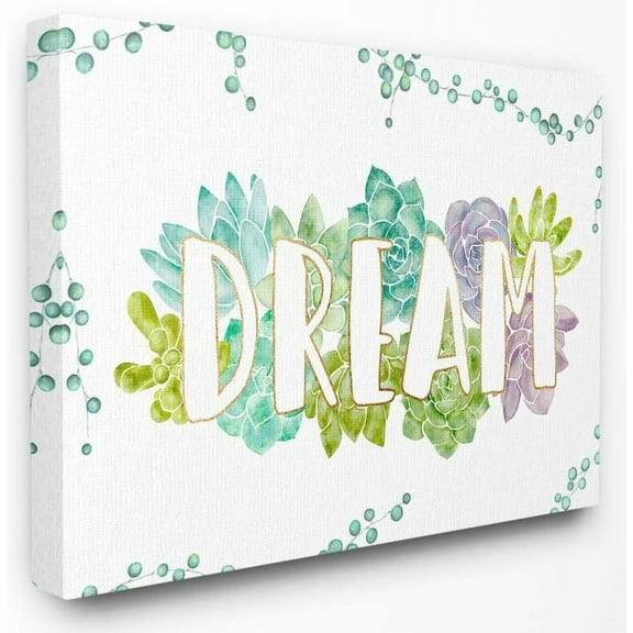 Stupell Industries Dream Succulent Flowers Green Purple Watercolor Painting Canvas Wall Art by Ziwei Li