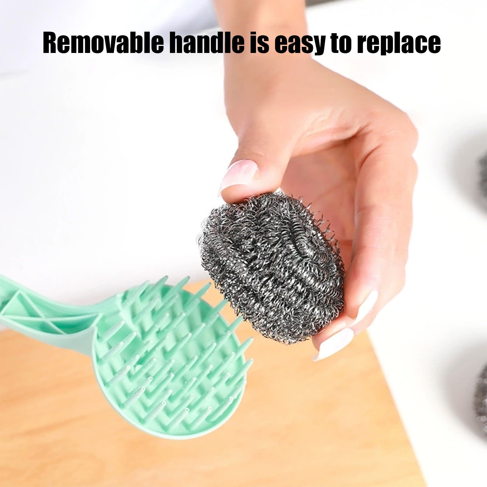 Lunxisen 24 Pcs Duty Stainless Steel Scrubber Set Long Short HandleWool Pads, Cast Iron Pot Scrubber for Dishes, Pans, Grills, Balls Wire Brush