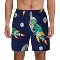 thumbnail image 2 of Picia Astronaut Dinosaur and Space pattern Mens Swim Trunks with Compression Liner Stretch Beach Shorts Quick Dry with Zipper Pockets No-Chafing Board Shorts-X-Large, 2 of 9