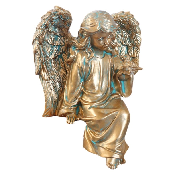 Adorno de estatua de ángel, divertida figura antigua y linda de niña coleccionable, escultura de hada para estante de fiesta, interior