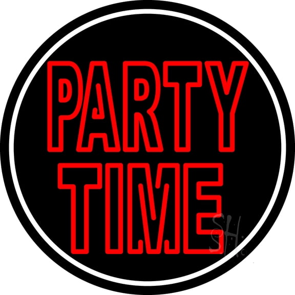 Simple Letter Party Time 2 LED Neon Sign 18 x 18 - inches, Black Square Cut Acrylic Backing, with Dimmer - Bright and Premium built indoor LED Neon Sign for Event, Party.