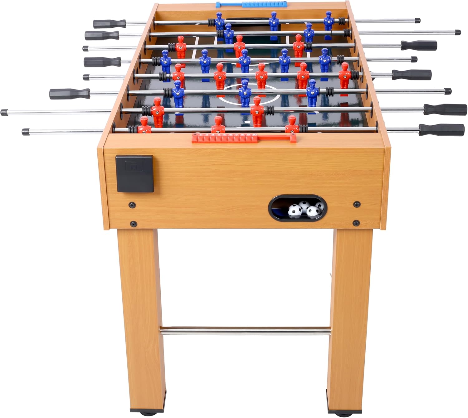 Rugerasy 54Inch Foosball Table,Soccer Game Table with Analog Scoring and Free Accessories,Competition Sized Football Arcade for Adults,Indoor Game Room Sport,Brown