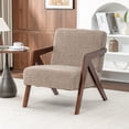 thumbnail image 3 of Leumius Mid Century Modern Accent Chair,Upholstered Reading Armchair with Solid Wood Frame,Accent Chair for Living Room Bedroom Apartment, Easy Assembly,Light Coffee, 3 of 12