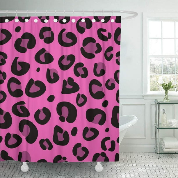 Pknmt Purple Animal Pink Leopard Pattern Teal Skin Fun Bright Black Graphic Hot Camouflage Shower Curtain Bath 66x72 Inch Com Pknmt Purple Animal Pink Leopard, Pink Camo Shower Curtain